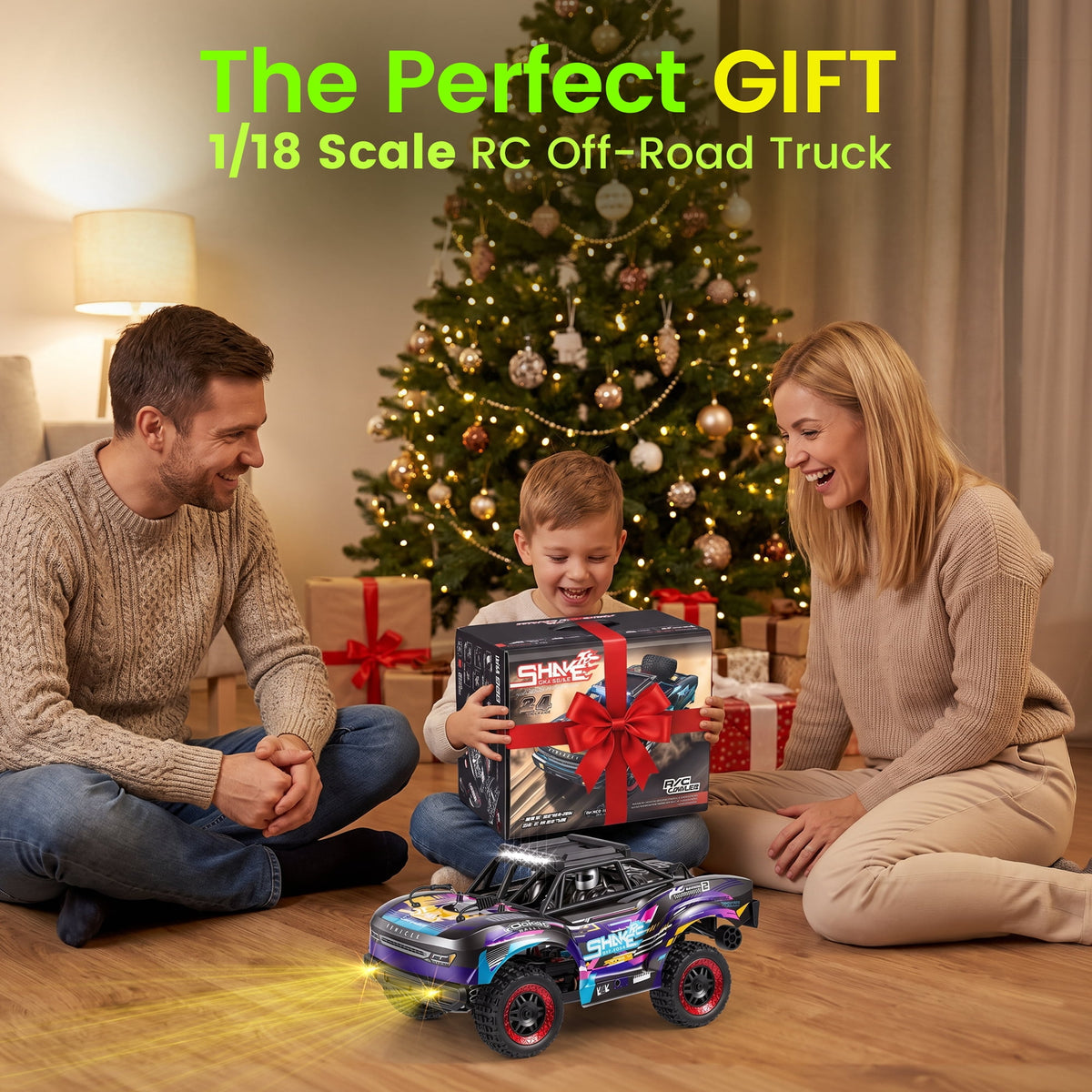 Redsmile 1:18 Fast RC Cars,30 MPH High Speed 4WD Off-Road Remote Control Car with 2 Batteries,2.4 GHz All Terrain RC Truck with LED Lights,Gift for Adults Teens