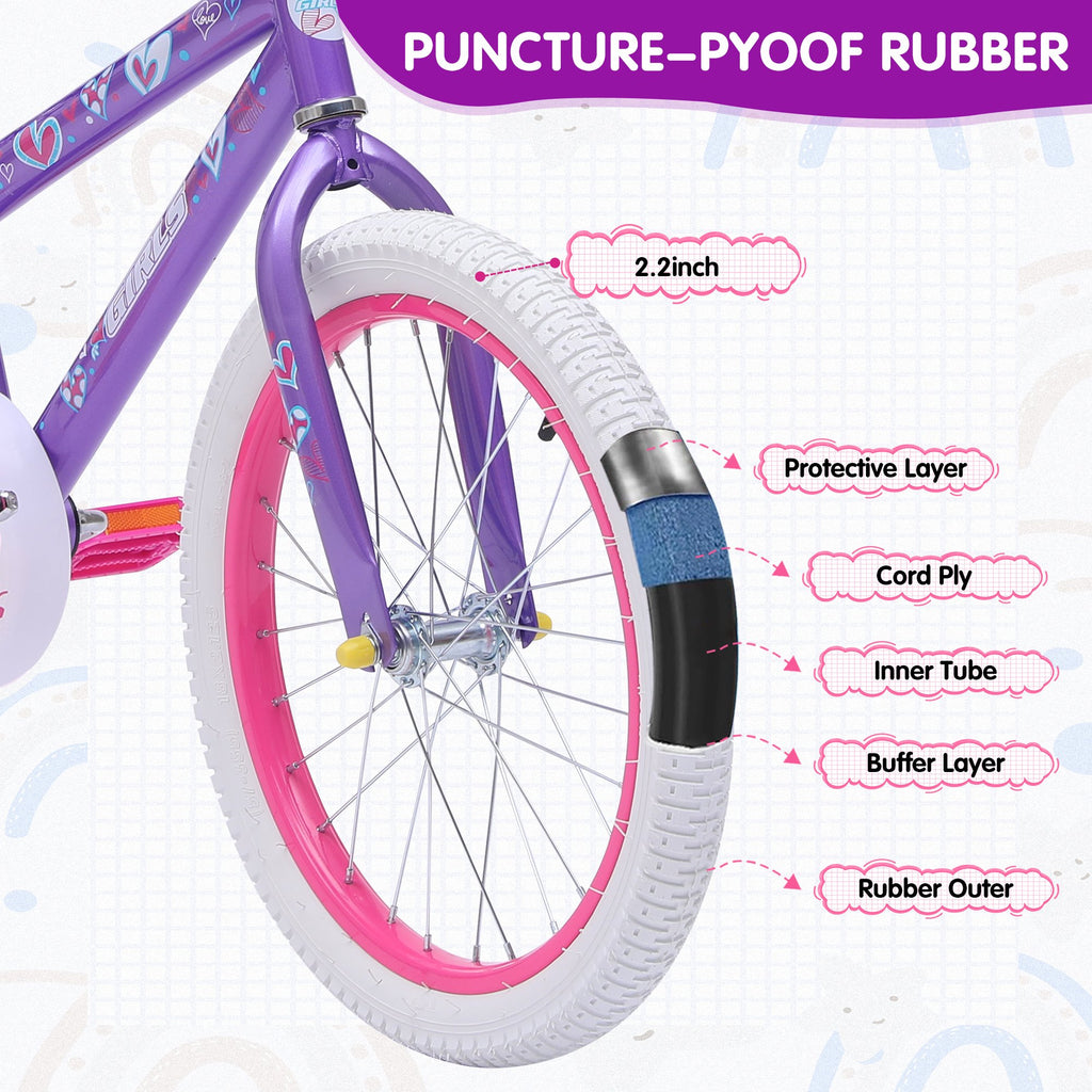 Redsmile 20 in. Kids Bike, Bicycle for Girls and Boys Ages 6-12 Years, Purple