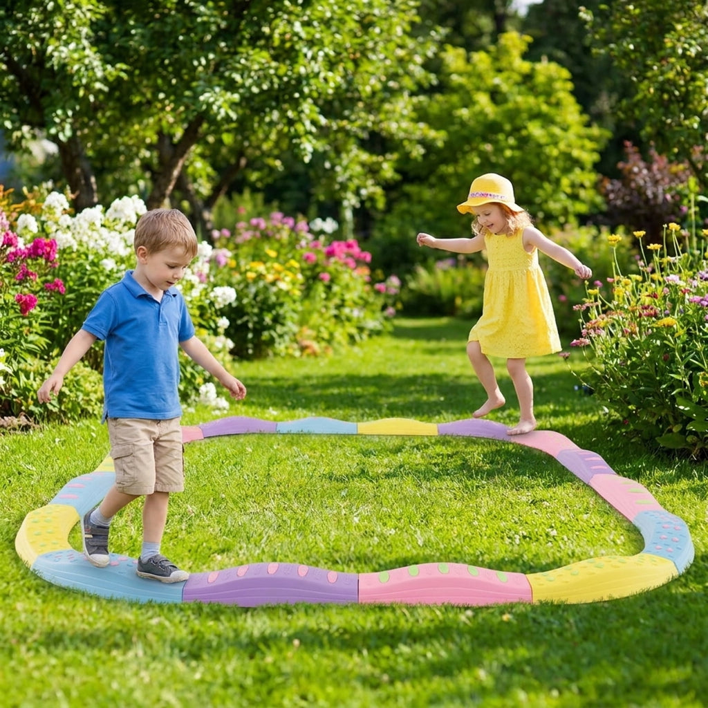 Redsmile Kids Balance Beam, Wavy Balance Beam Set with Textured Non-Slip Surface, Configurable Toddler Balance Toy, Pink and Purple