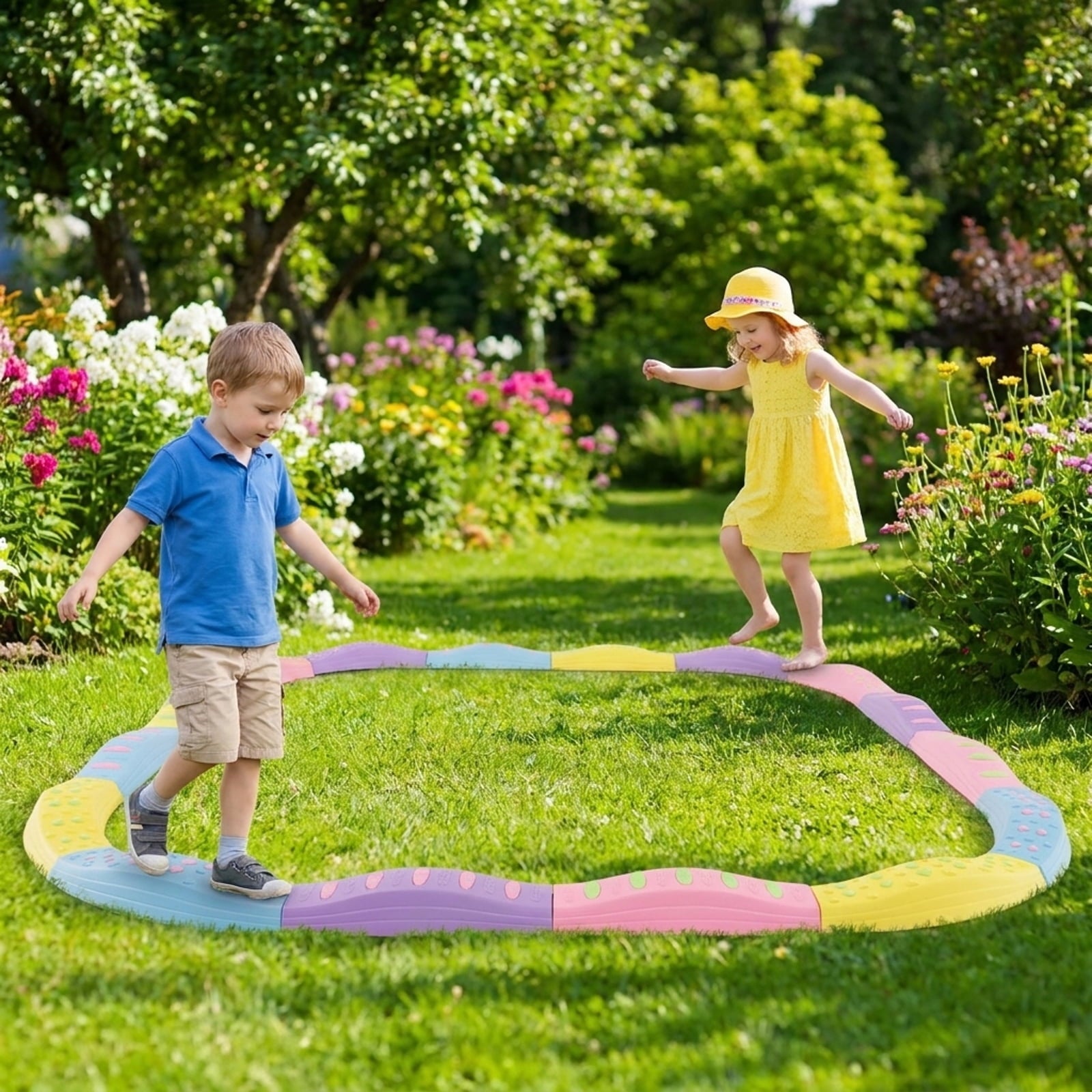 Redsmile Kids Balance Beam, Wavy Balance Beam Set with Textured Non-Slip Surface, Configurable Toddler Balance Toy, Pink and Purple