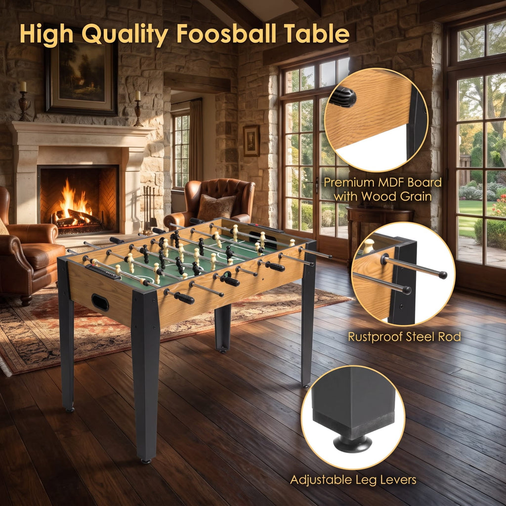Redsmile 48 Inch Competition Sized Home Recreation Wooden Foosball Table for Game Room Family Fun Indoor Play Brown