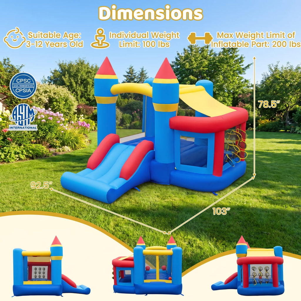 Redsmile Inflatable Bounce House with Slide Ball Pit and Pitching Game for Birthday Party Carnival for Kids Backyard Playground Summer Fun