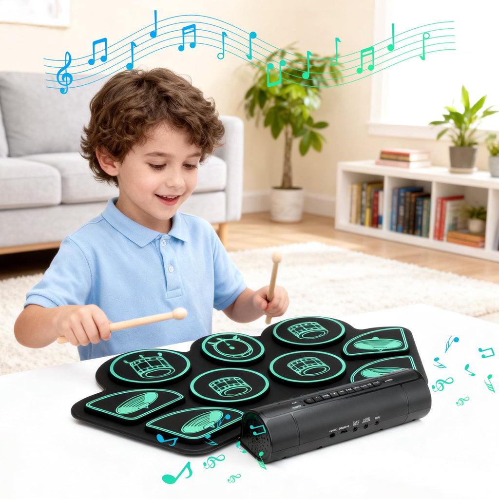 Redsmile Electronic Drum Set Kit with 9 Pads and Dual Speakers for Kids and Adults,Portable Practice Kit for Beginners