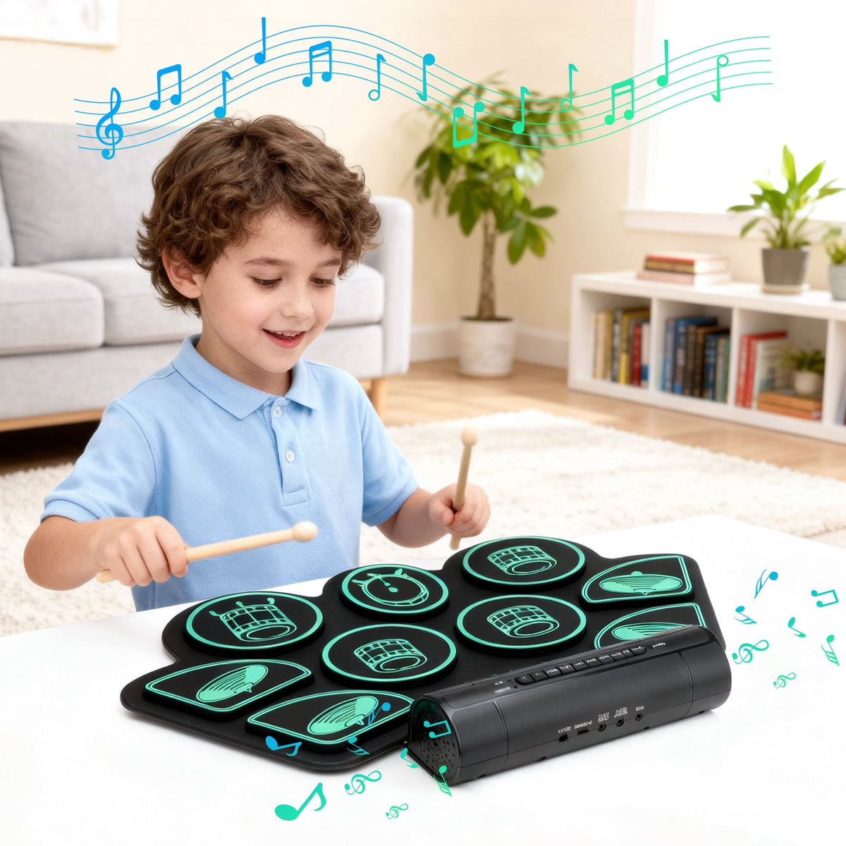 Redsmile Electronic Drum Set Kit with 9 Pads and Dual Speakers for Kids and Adults,Portable Practice Kit for Beginners