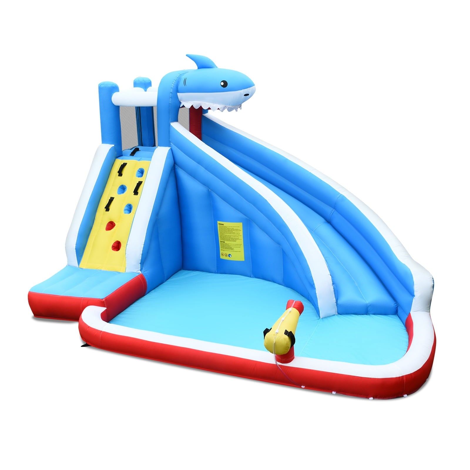 Redsmile Inflatable Shark Bounce House with Water Slide and Climbing Wall without Blower - Multicolor