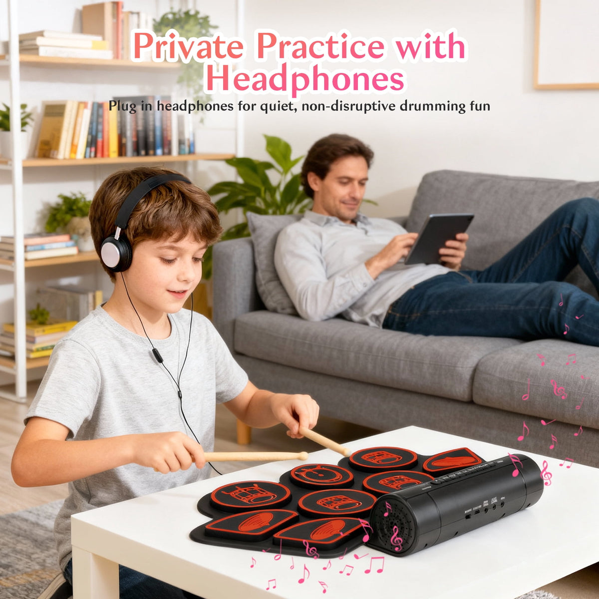 Redsmile Electronic Drum Set Kit with 9 Pads and Dual Speakers for Kids and Adults,Portable Practice Kit for Beginners