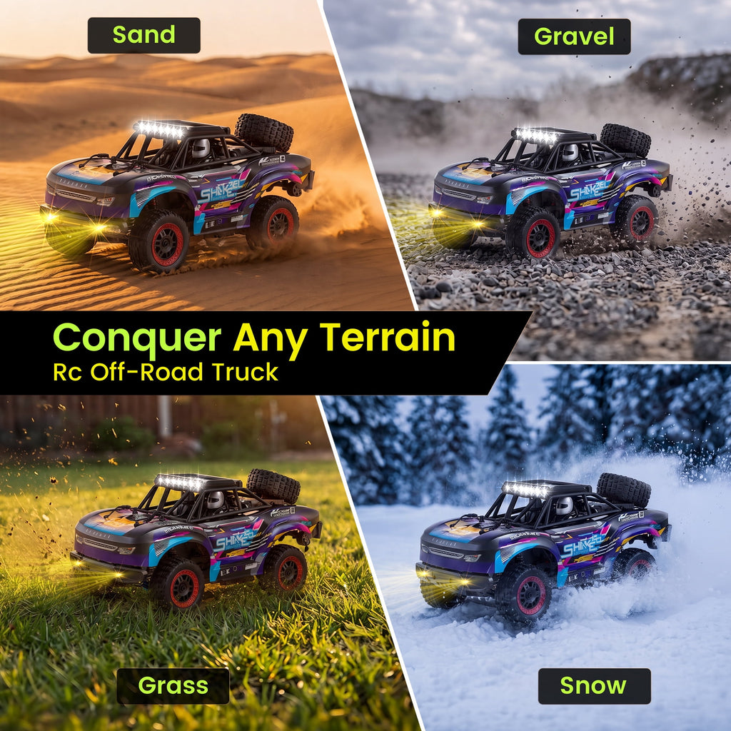 Redsmile 1:18 Fast RC Cars,30 MPH High Speed 4WD Off-Road Remote Control Car with 2 Batteries,2.4 GHz All Terrain RC Truck with LED Lights,Gift for Adults Teens
