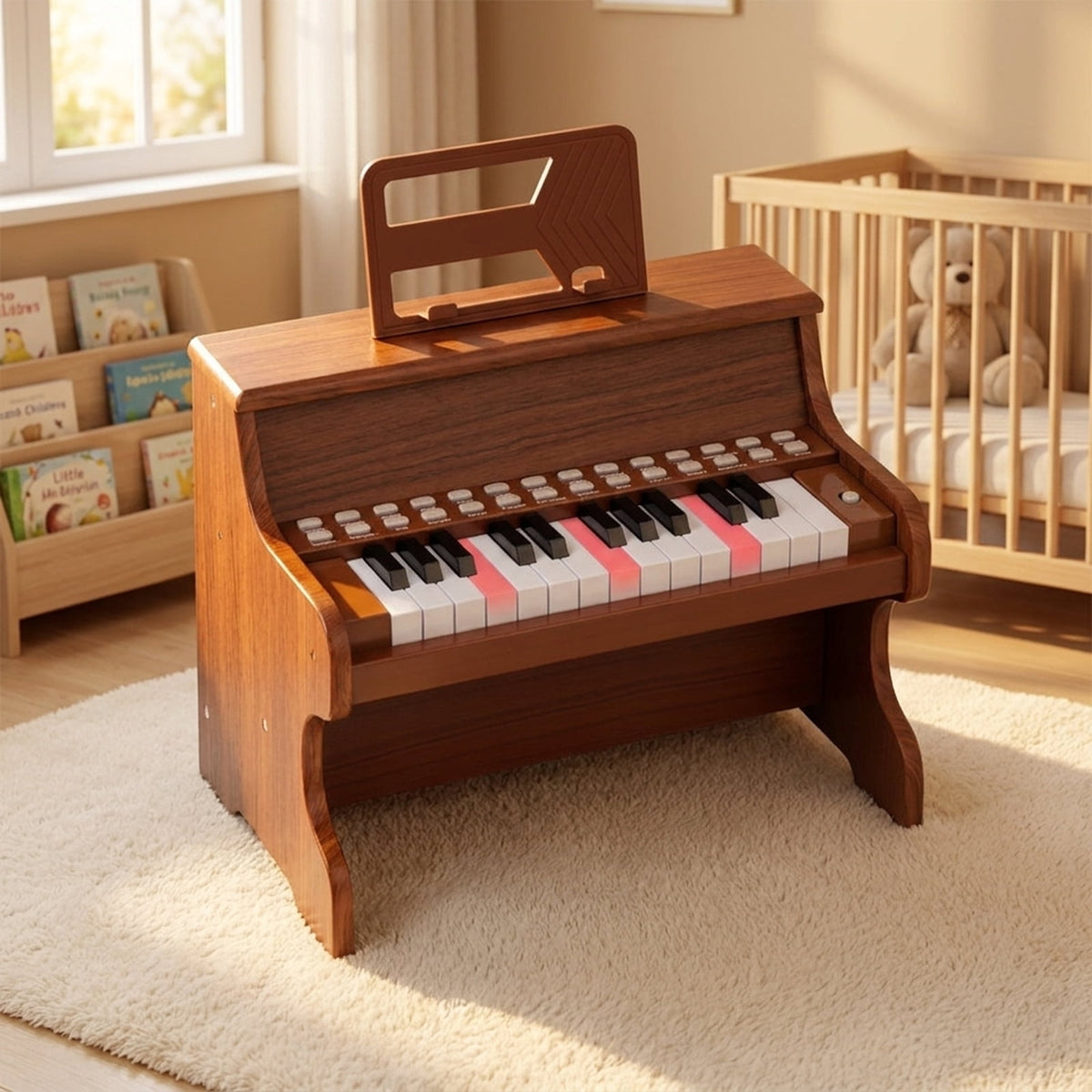 Redsmile 25-Key Kids Piano Keyboard with Adjustable Speed and Record Function for Kids Age 3 and Up to Learn Their First Songs, Brown