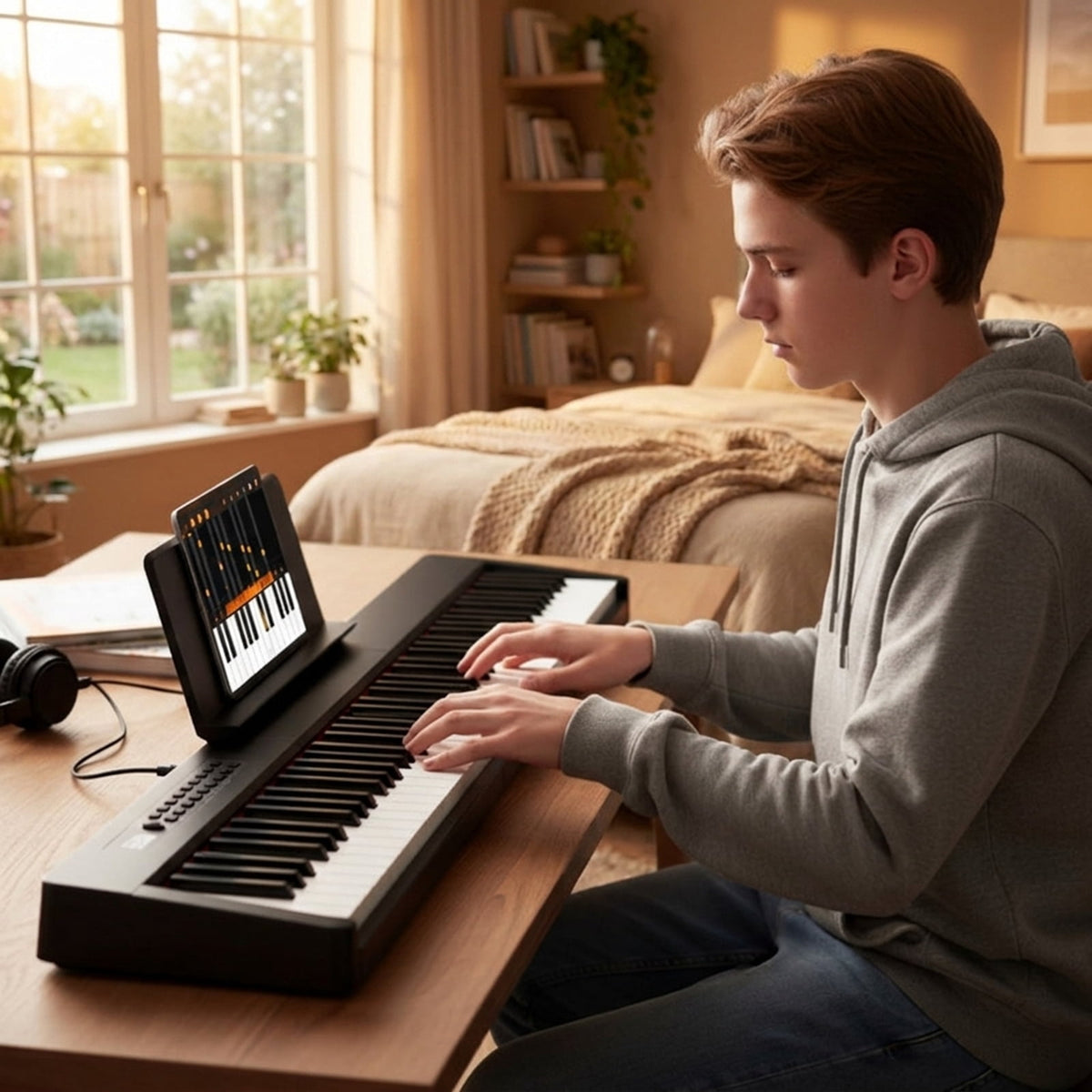 Redsmile 88-Key Velocity-Sensitive Digital Piano with Dual Mode and Recording for Home Studio Practice with Expressive Full-Range Sound, Black