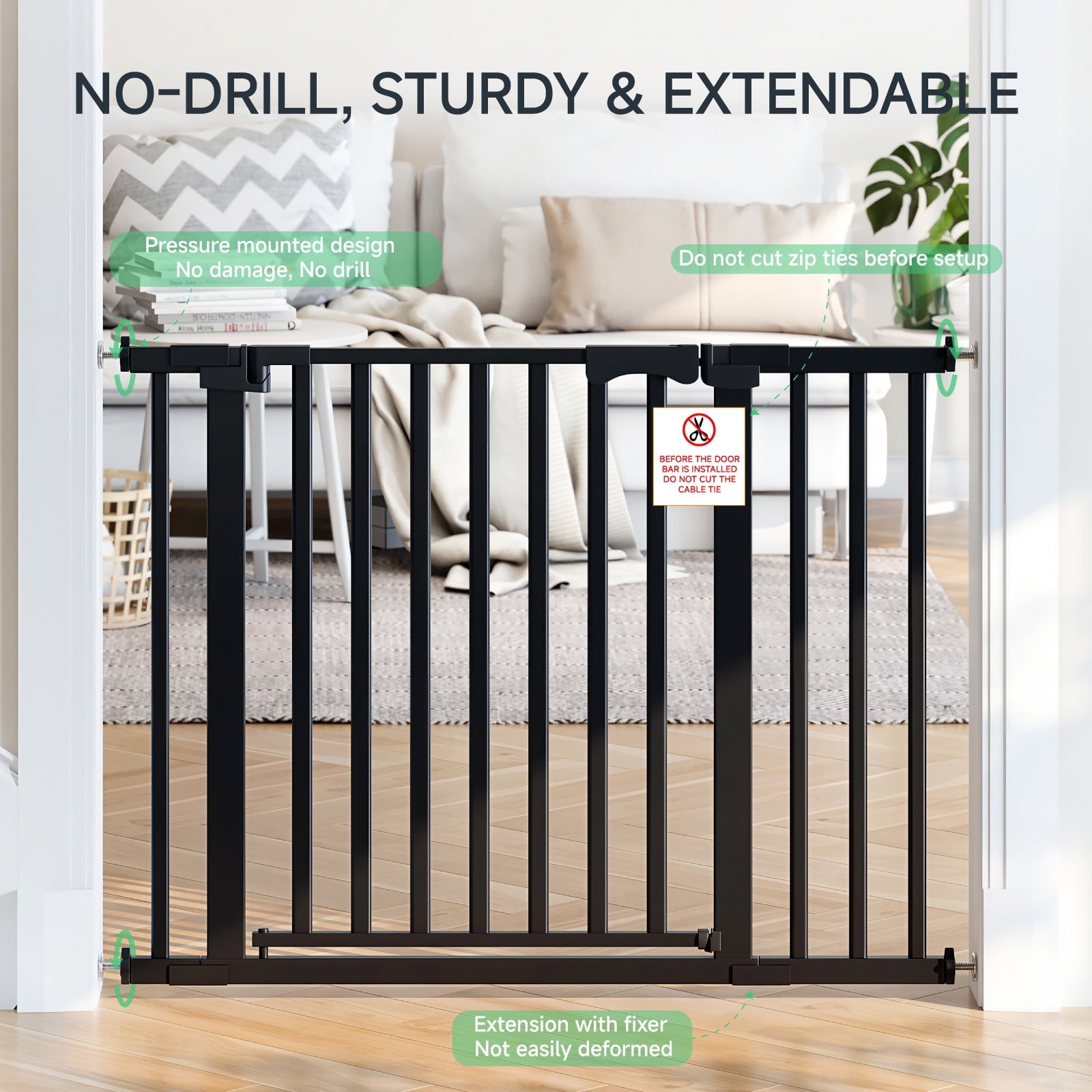 Redsmile 30in Extra Tall Baby Gates for Doorway, Auto Close Pet Gate, 30in to 43in Wide Pressure Mounted, Gifts for Mom, Black
