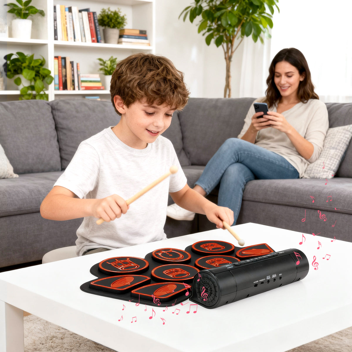 Redsmile Electronic Drum Set Kit with 9 Pads and Dual Speakers for Kids and Adults,Portable Practice Kit for Beginners