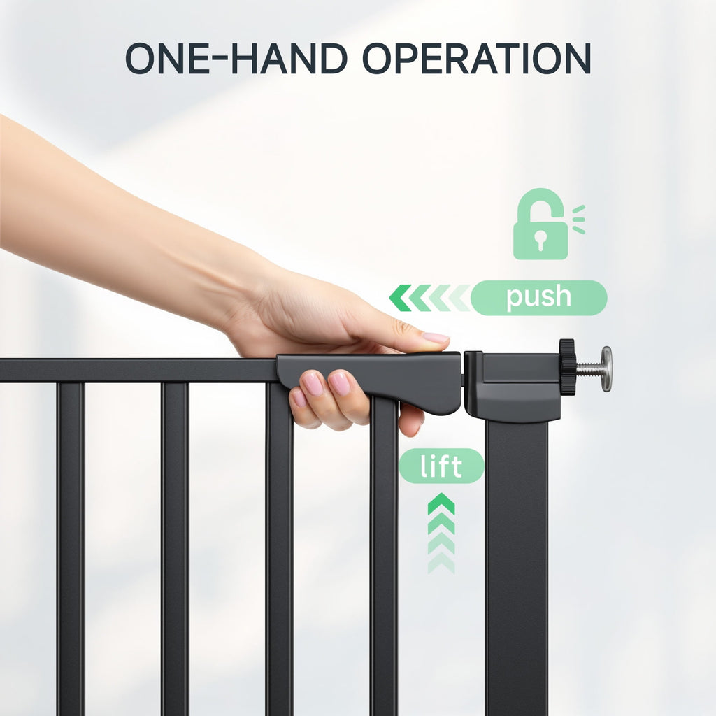 Redsmile 30in Extra Tall Baby Gates for Doorway, Auto Close Pet Gate, 30in to 43in Wide Pressure Mounted, Gifts for Mom, Black