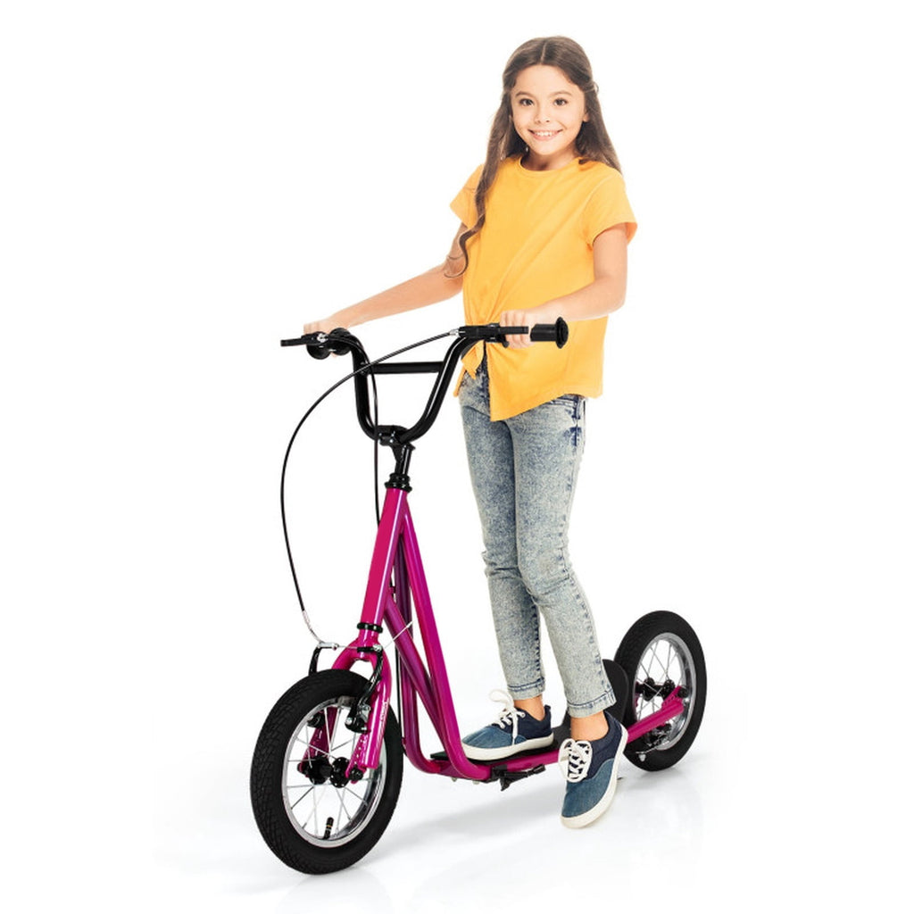 Redsmile Kids Scooter with 12 Inch Air Wheel, Height Adjustable Kick Scooter Holds 165 lb for Big Kids and Teens, Pink