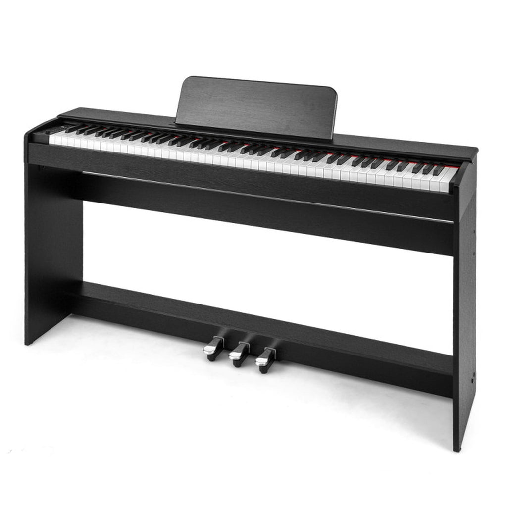 Redsmile 88 Key Hammer Action Weighted Digital Piano with Furniture Stand 128 Tones and Dual Keyboard Mode for Home Practice, Black