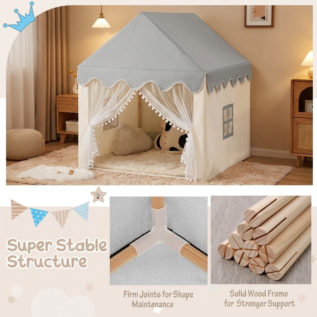 Redsmile Kids Large Play Castle Fairy Tent with Mat, Beige