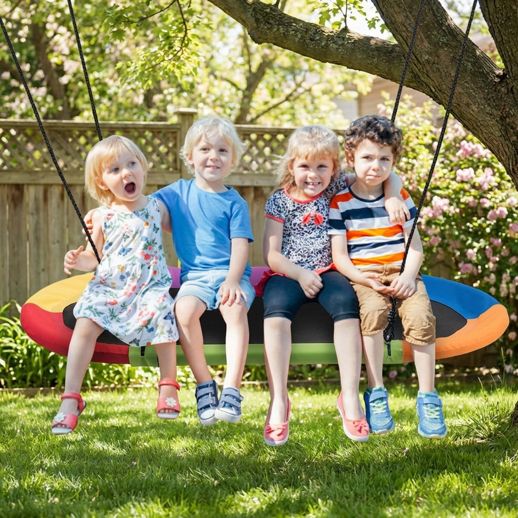Redsmile 60 Inch Saucer Surf Outdoor Adjustable Swing Set-Colorful Multicolor - Outdoor Backyard Tree Swing for Kids and Adults