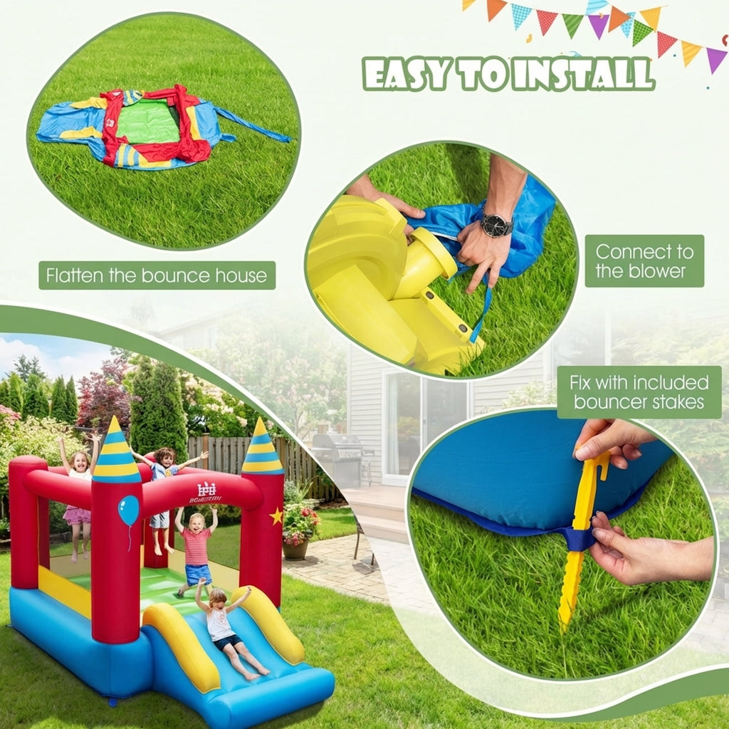 Redsmile Inflatable Kids Bounce Castle with 480W Blower - Multicolor - Kids Birthday Party - Backyard Fun