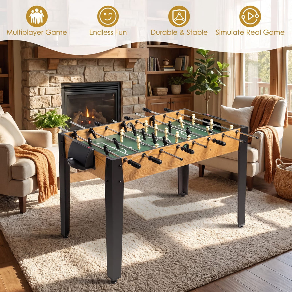 Redsmile 48 Inch Competition Sized Home Recreation Wooden Foosball Table for Game Room Family Fun Indoor Play Brown