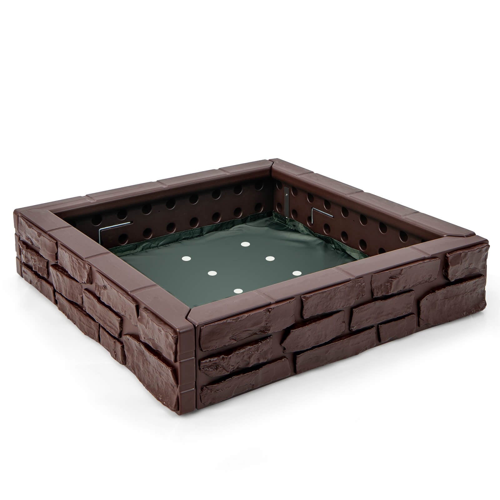 Redsmile 2-In-1 HDPE Kids Sandbox with Cover and Bottom Liner - Brown - Outdoor Play - Garden Toy - Backyard Fun