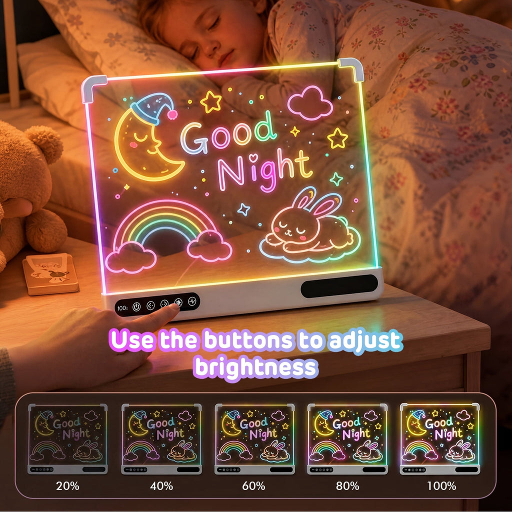 Redsmile Led Drawing Board for Kids,13.7 InchX10 InchRechargeable Light-Up Dry Erase Board with 7 Color Light Modes,Doodle Glow Drawing Board with 7 Markers and Tracing Book,Sketching Gift Toy for Kids