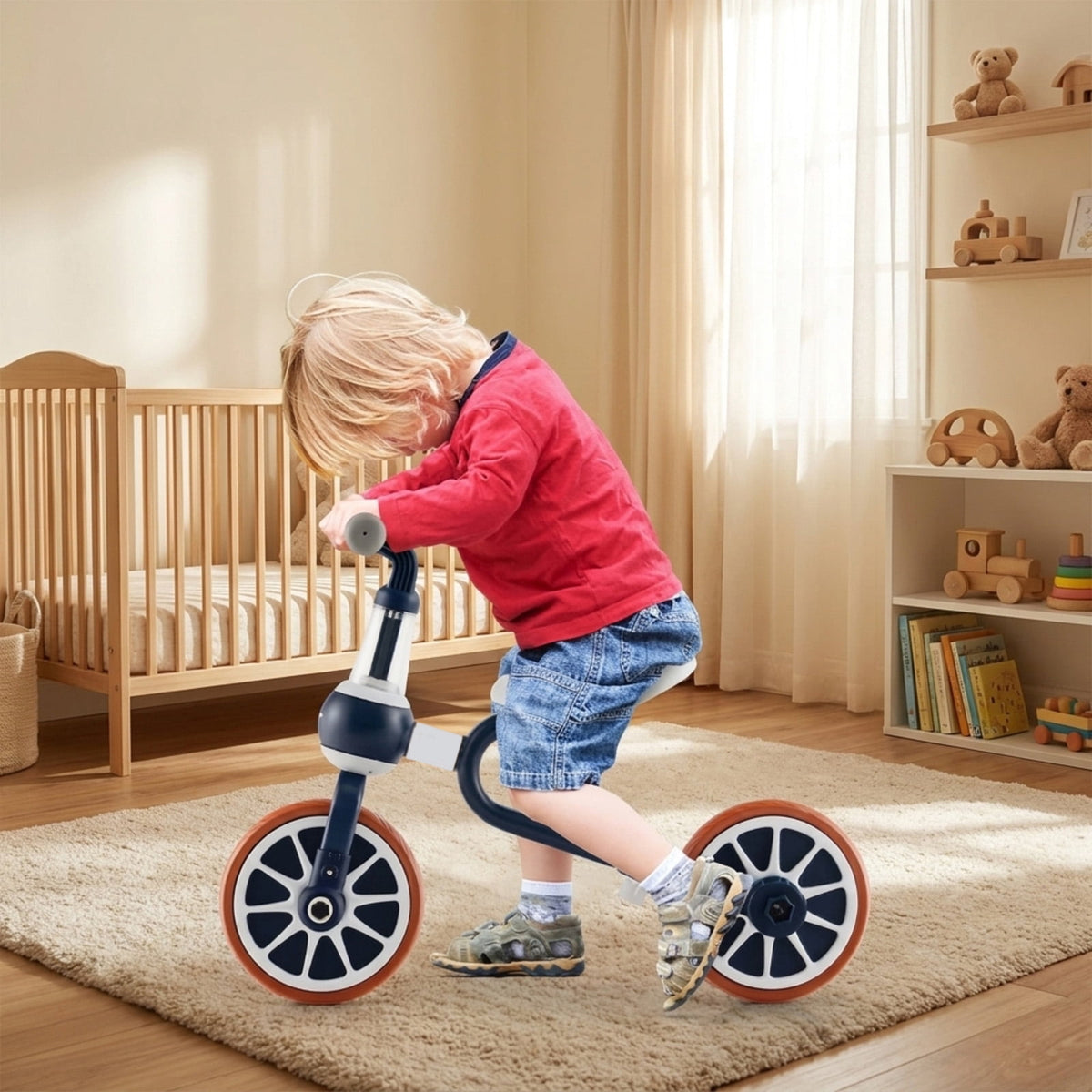 Redsmile Kids Tricycle 4-in-1 Trike Bike for Toddlers Ages 2-4 with Adjustable Parent Push Handle and Seat Height, Carbon Steel Frame Holds 66 lbs, Multicolor