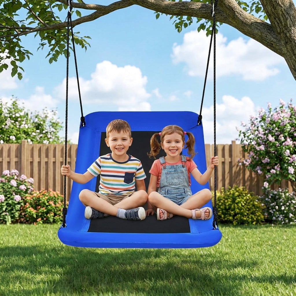 Redsmile Platform Tree Swing for Kids and Adults, 60 Inch Giant Saucer Tree Swing with Adjustable Ropes, 700 lb Outdoor Backyard Swing, Blue