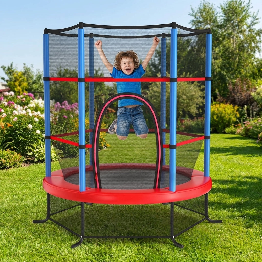 Redsmile 55 Inch Kids Recreational Trampoline Bouncing Jumping Mat with Enclosure Net - Navy Blue - Outdoor Recreation