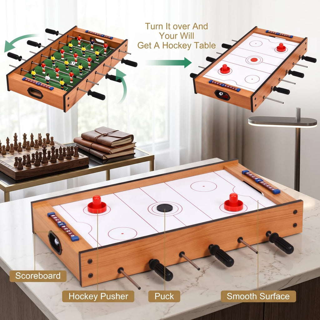 Redsmile 2-in-1 Indoor/Outdoor Air Hockey Foosball Game Table Fun Interactive Game Set for Kids Adults Family Game Room Party Indoor Play