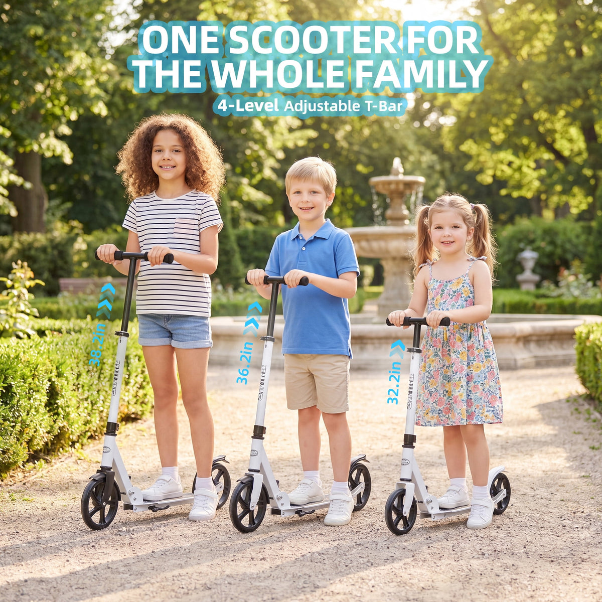 Redsmile Kick Scooter with 3 Adjustable Levels,Folding Commuter Scooter with Dual Brakes and 8 Inch Big Wheels for Teens and Adults,White
