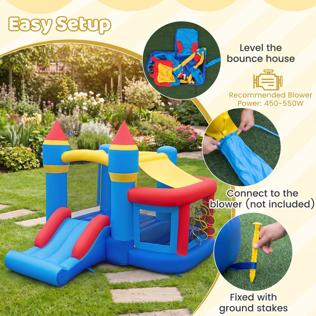Redsmile Inflatable Bounce House with Slide Ball Pit and Pitching Game for Birthday Party Carnival for Kids Backyard Playground Summer Fun