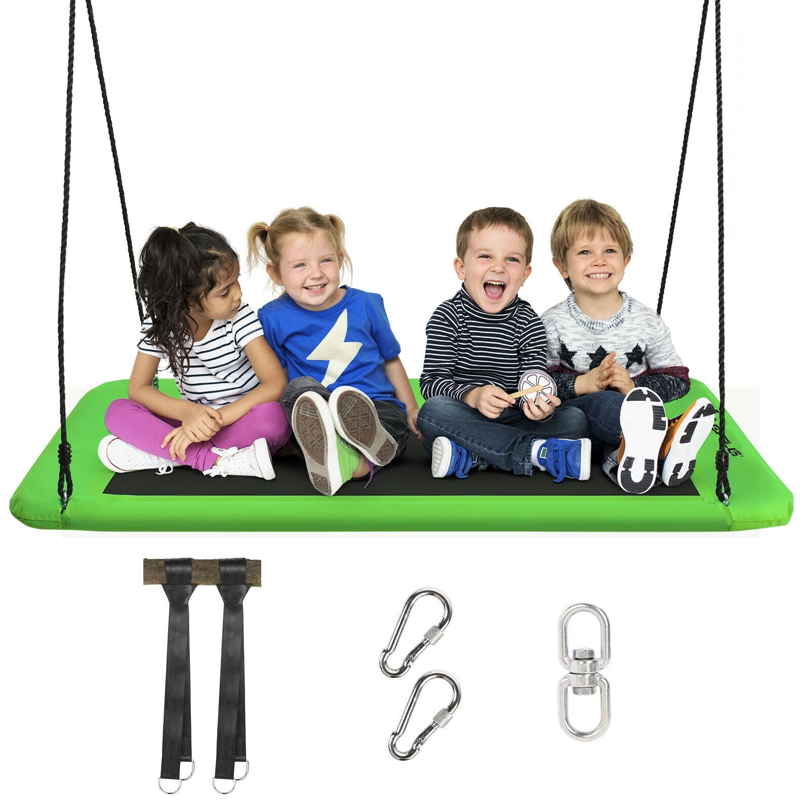 Redsmile 60 Inches Platform Tree Swing Outdoor with 2 Hanging Straps - Green - Backyard Play - Outdoor Fun