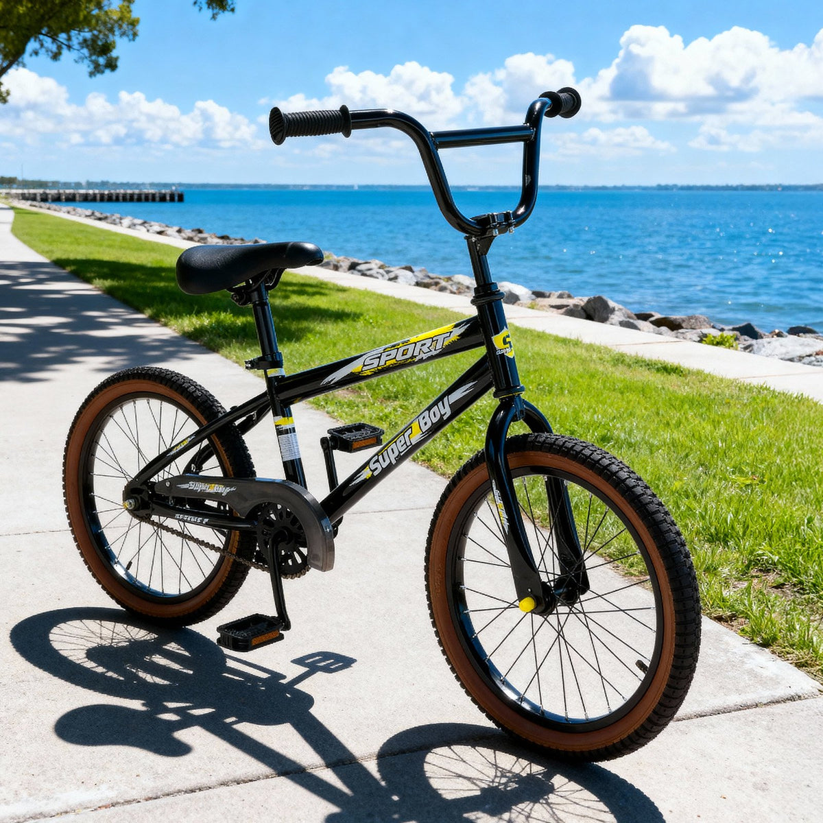 Redsmile 20 Inch Kids Bike, BMX-Style Boys and Girls Bicycle, Ages 6-12, Black/Yellow