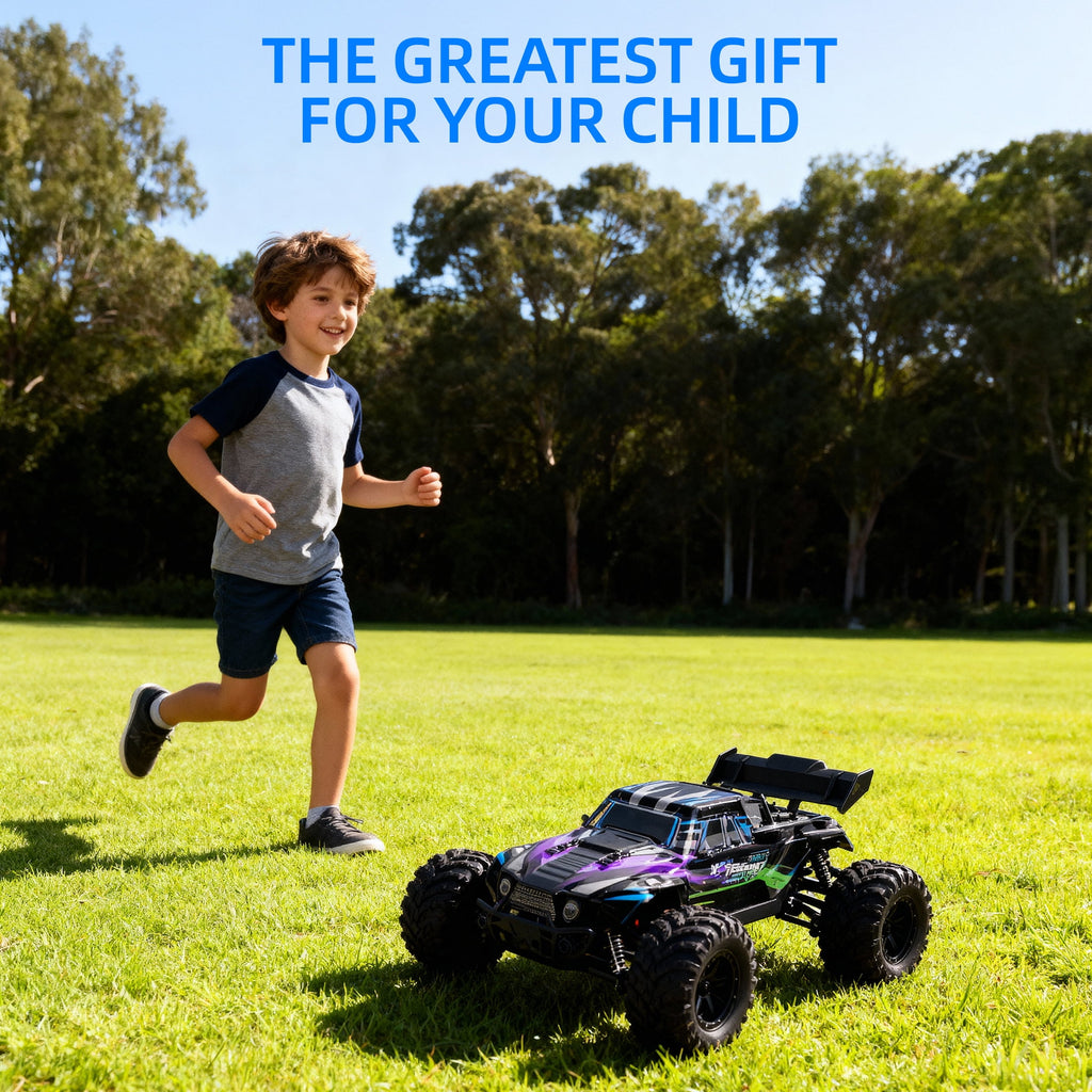 Redsmile 1:16 Fast RC Cars, 37 MPH 4WD Off-Road Remote Control Car Truck with All-Terrain Tires and 2 Batteries, Toys Gift for Children and Kids