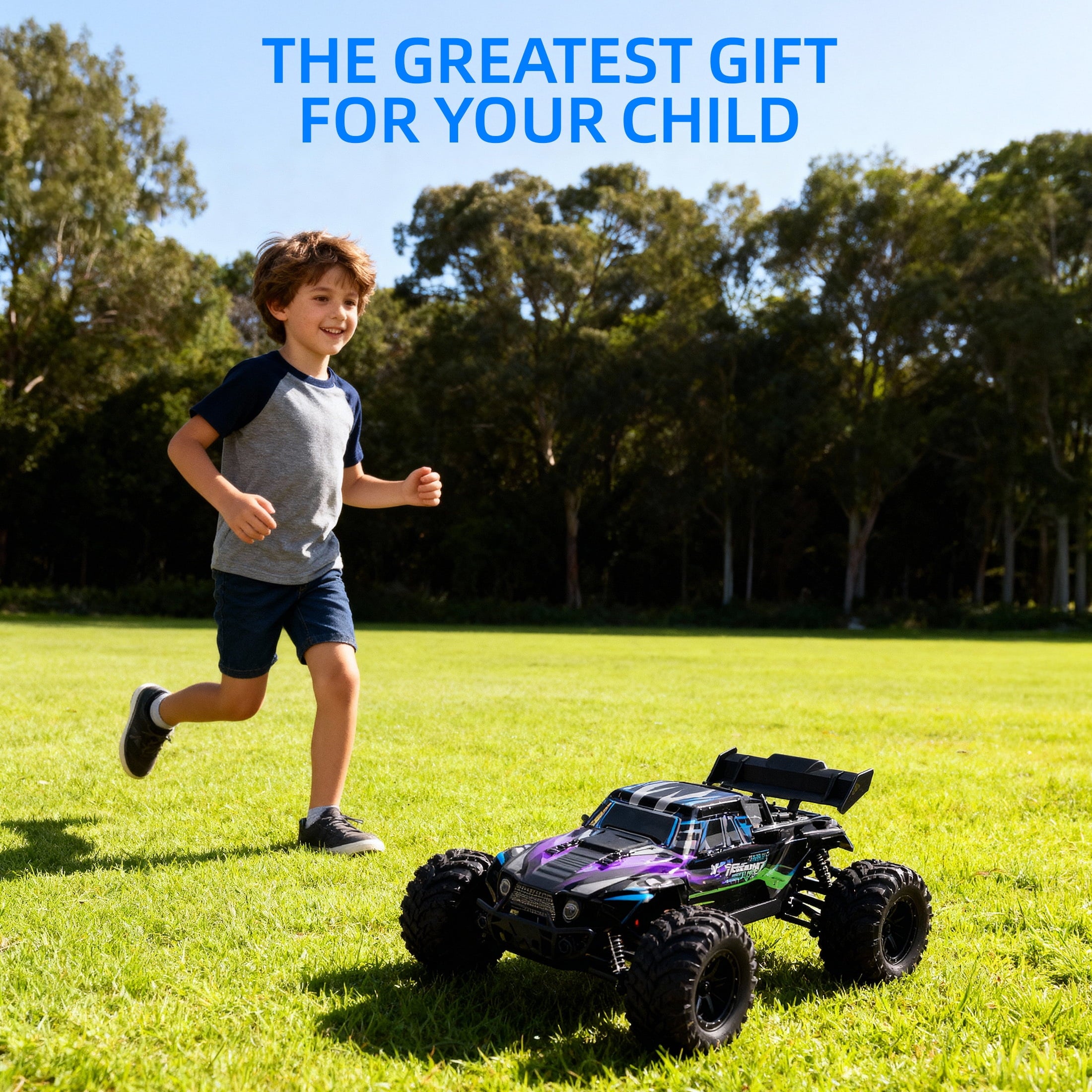Redsmile 1:16 Fast RC Cars, 37 MPH 4WD Off-Road Remote Control Car Truck with All-Terrain Tires and 2 Batteries, Toys Gift for Children and Kids