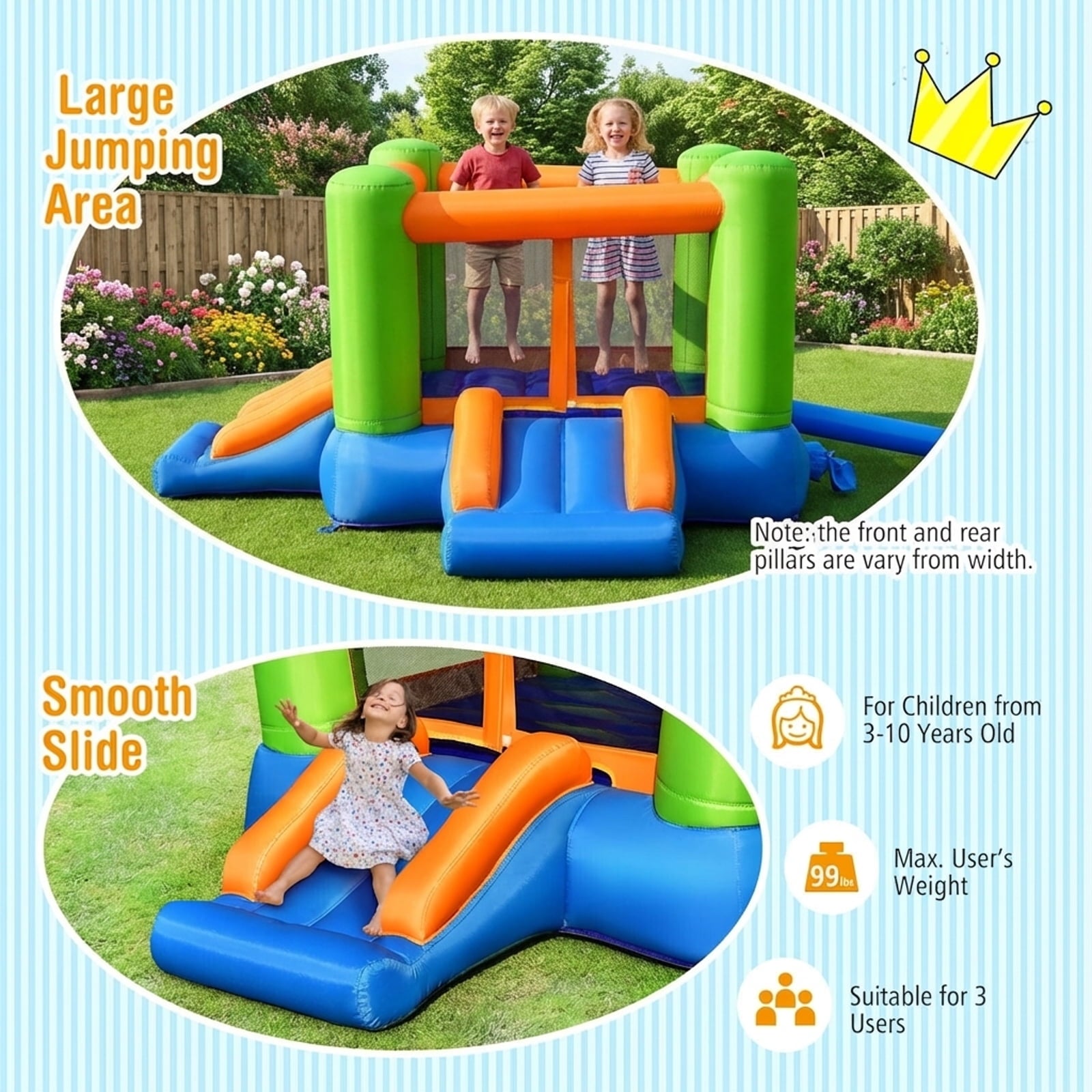 Redsmile Kids Inflatable Bounce House without Blower for Indoor and Outdoor - Multicolor - Kids Birthday Party