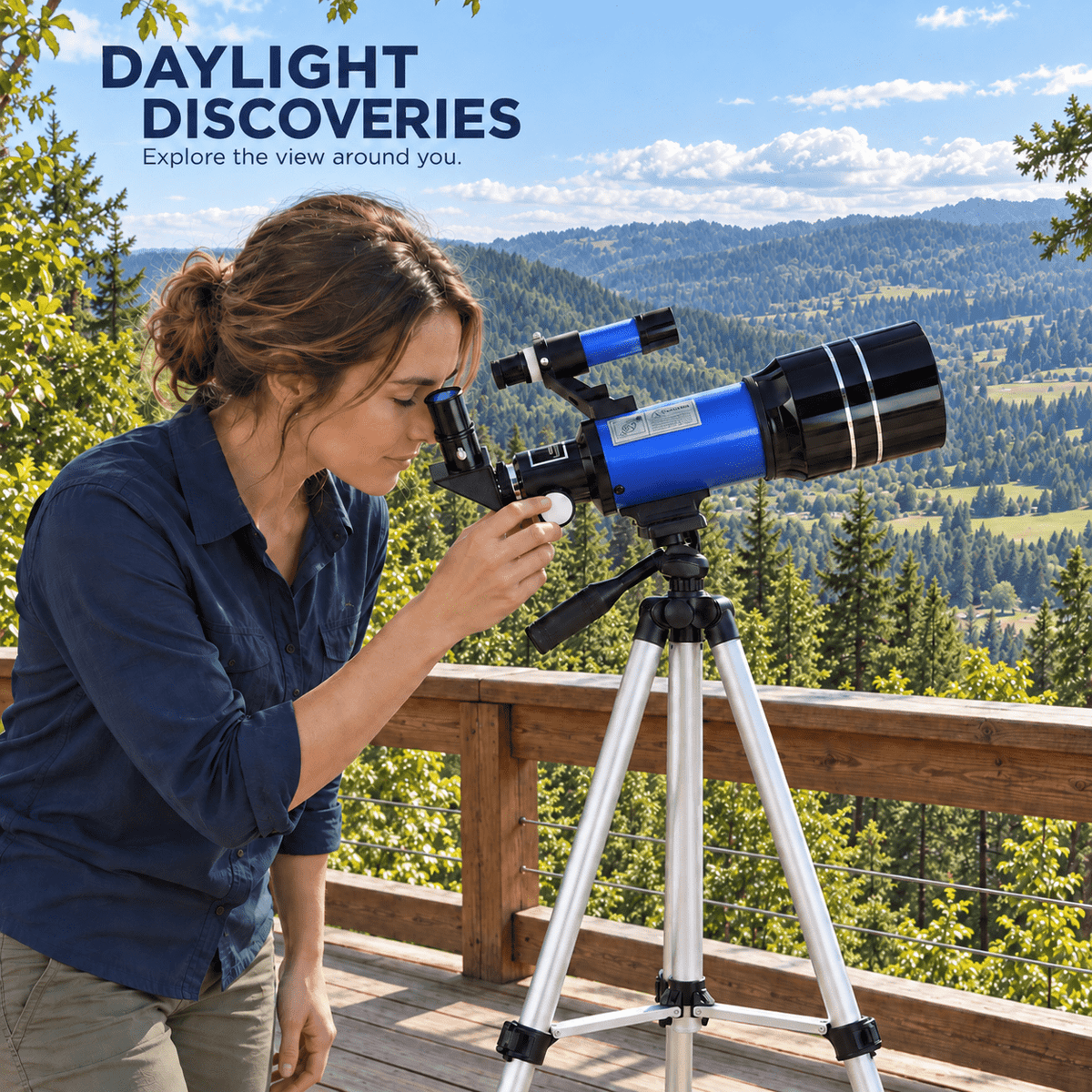 Redsmile Telescope for Kids and Adults, 70mm Aperture 300mm Refractor Telescope for Beginners, High Powered 20x to 150x, 3x Barlow, Phone Adapter, AZ Tripod, Portable Astronomy for Stargazing, Blue