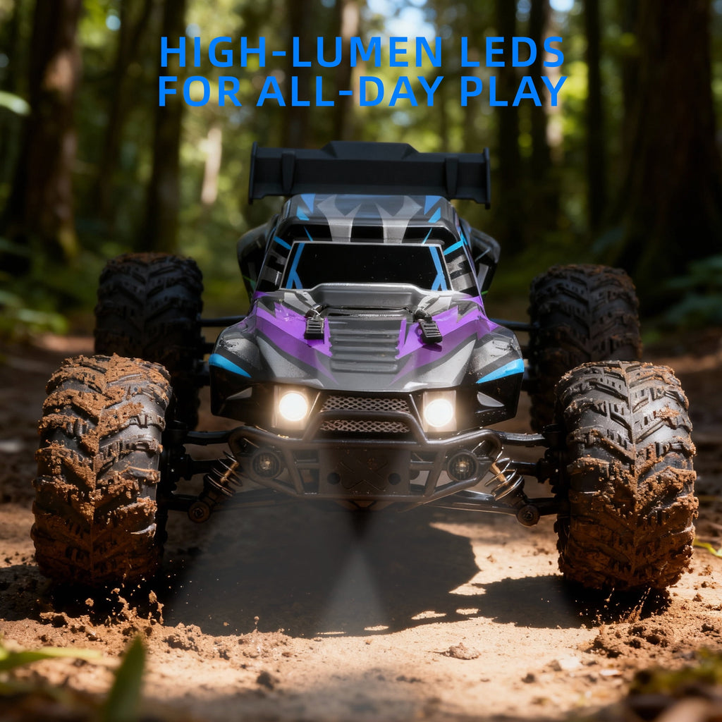 Redsmile 1:16 Fast RC Cars, 37 MPH 4WD Off-Road Remote Control Car Truck with All-Terrain Tires and 2 Batteries, Toys Gift for Children and Kids