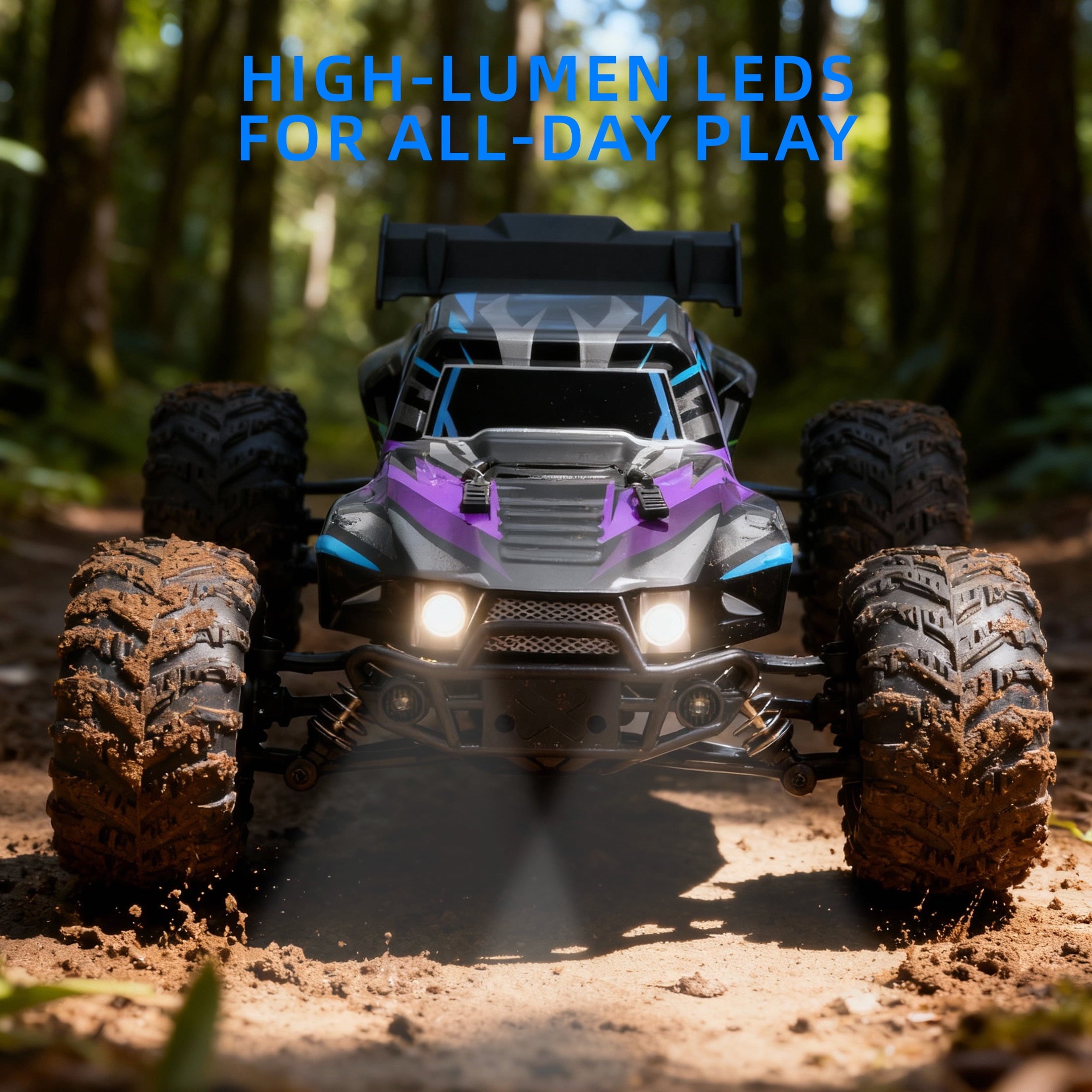 Redsmile 1:16 Fast RC Cars, 37 MPH 4WD Off-Road Remote Control Car Truck with All-Terrain Tires and 2 Batteries, Toys Gift for Children and Kids