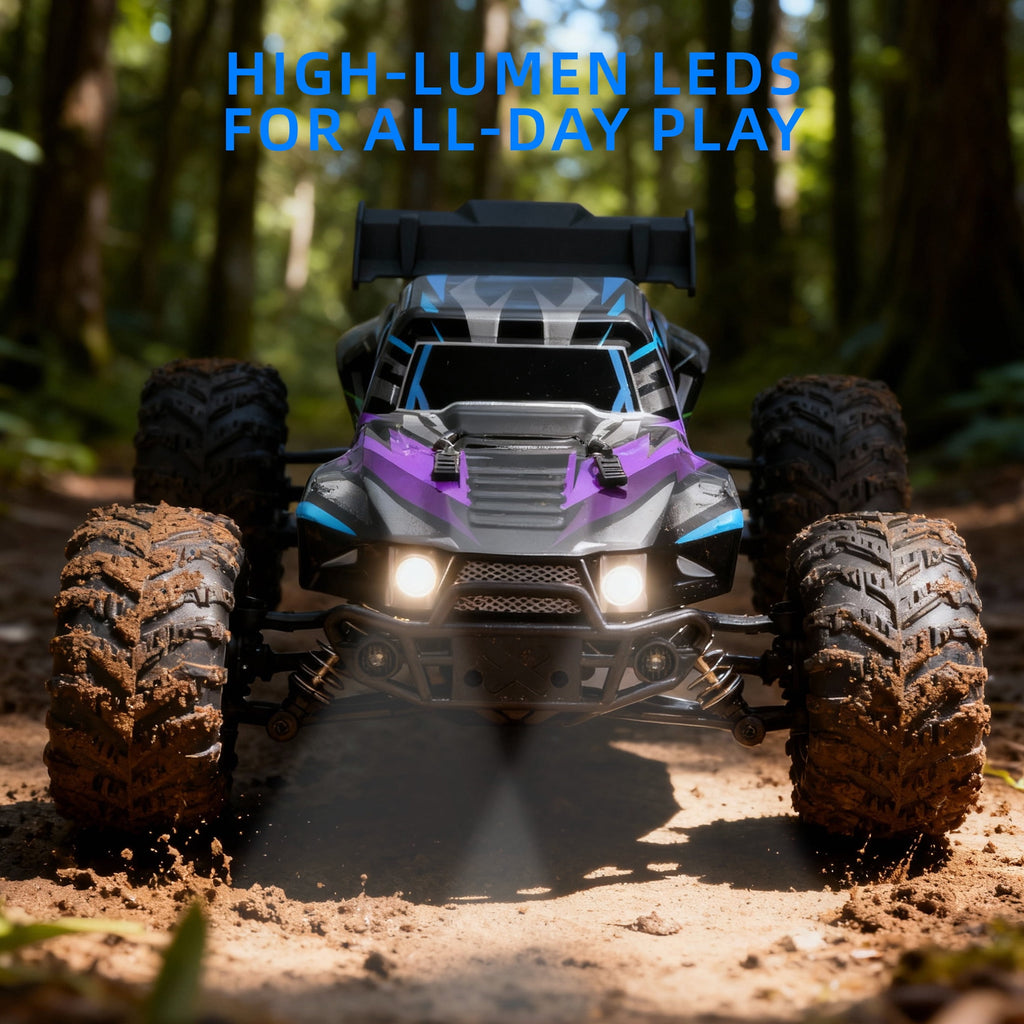 Redsmile 1:16 Fast RC Cars, 37 MPH 4WD Off-Road Remote Control Car Truck with All-Terrain Tires and 2 Batteries, Toys Gift for Children and Kids