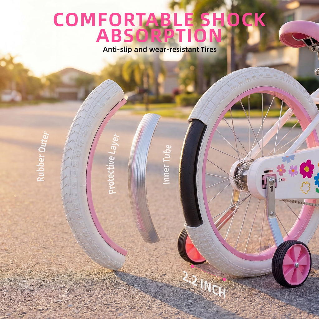 Redsmile 20 Inch Girls Bike for 6-13 Years Old Kids, Kids Bicycle with Basket and Doll Seat, Pink