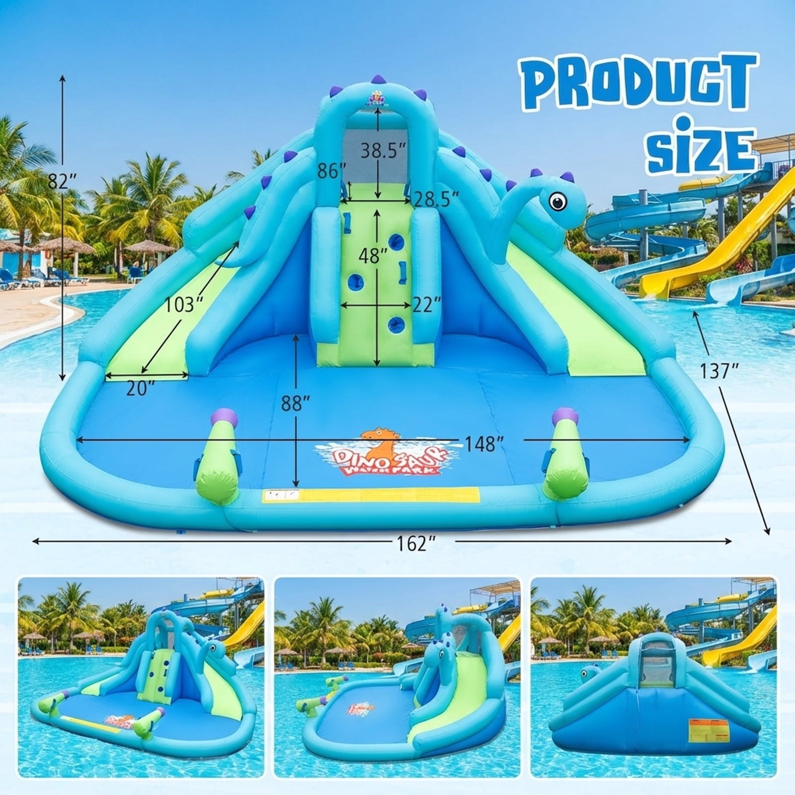 Redsmile Inflatable Water Slide with Dual Slides and Large Splash Pool (Without Blower) - Multicolor