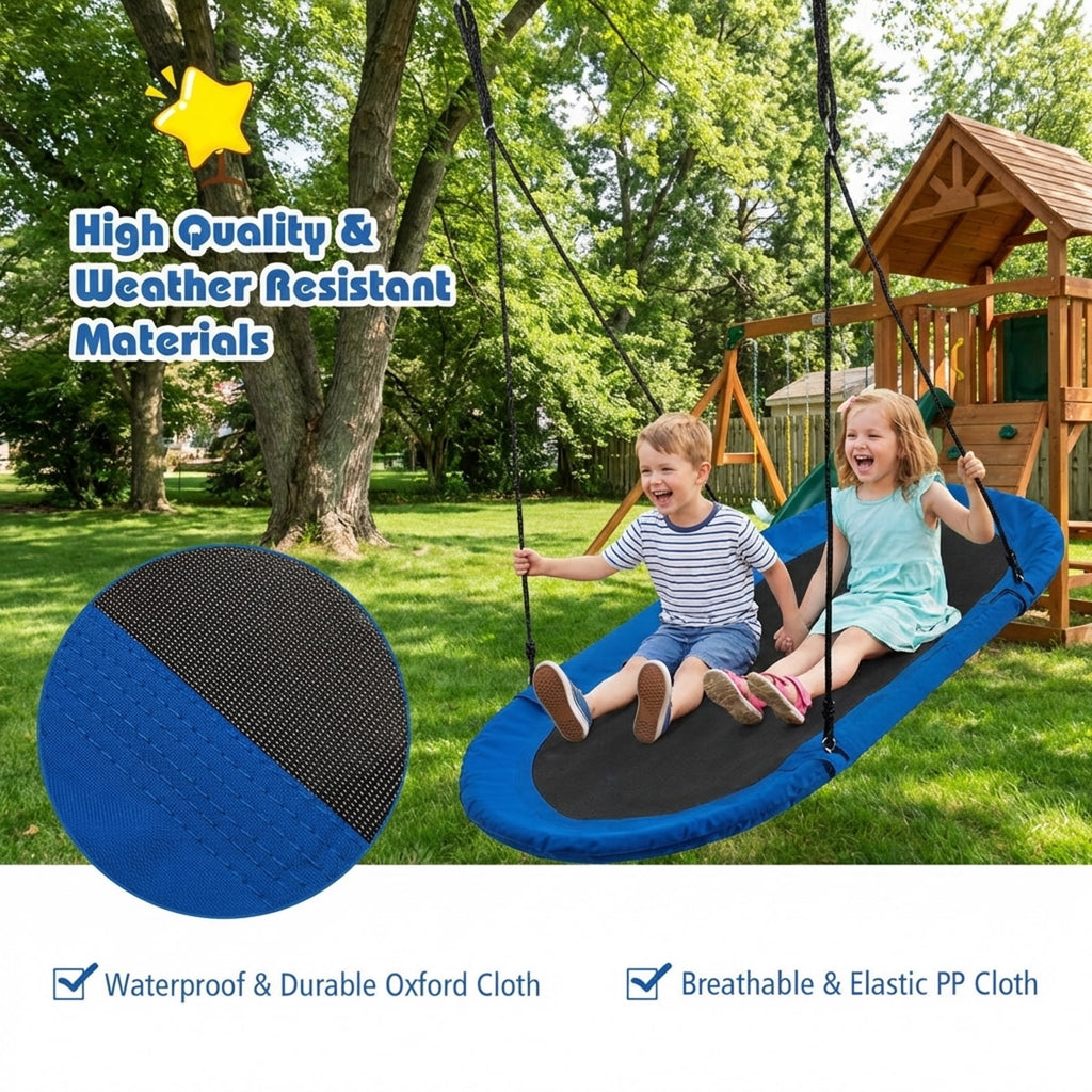 Redsmile 60 Inch Saucer Surf Outdoor Adjustable Swing Set-Blue+Black Blue - Outdoor Backyard Tree Swing for Kids and Adults