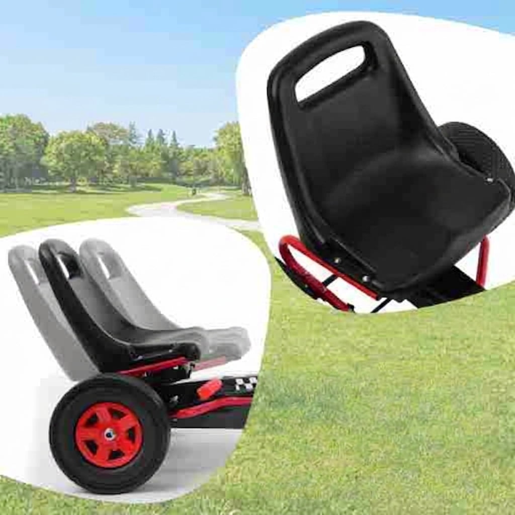 Redsmile Kids Ride On Pedal Go Kart, 4 Wheel Pedal Powered Racer Car for Kids Ages 3 and Up, Outdoor Ride On Toy with Rubber Tires and 66 lbs Capacity, Adjustable Kids Go Kart, Red