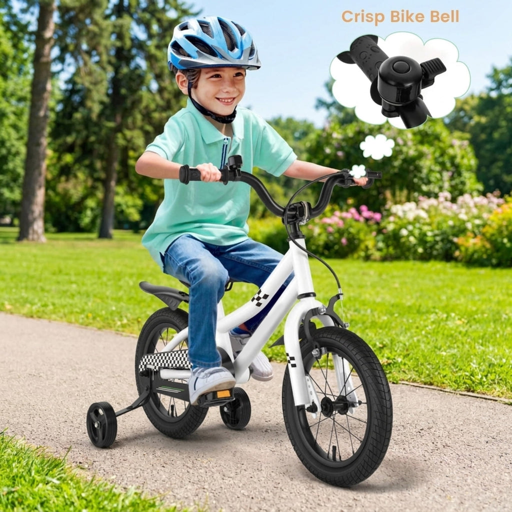 Redsmile 14 Inch Kids Bike for 3-5 Years Old, Kids Bike with Training Wheels and Basket, Toddler Bicycle with Hand Brake and Coaster Brake, Adjustable Seat for Boys Girls, Black and White
