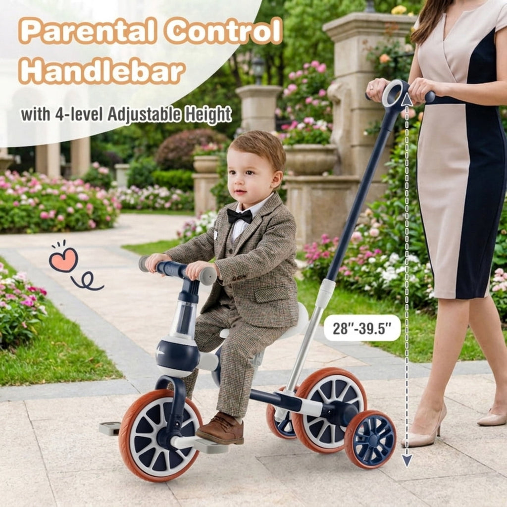 Redsmile Kids Tricycle 4-in-1 Trike Bike for Toddlers Ages 2-4 with Adjustable Parent Push Handle and Seat Height, Carbon Steel Frame Holds 66 lbs, Multicolor
