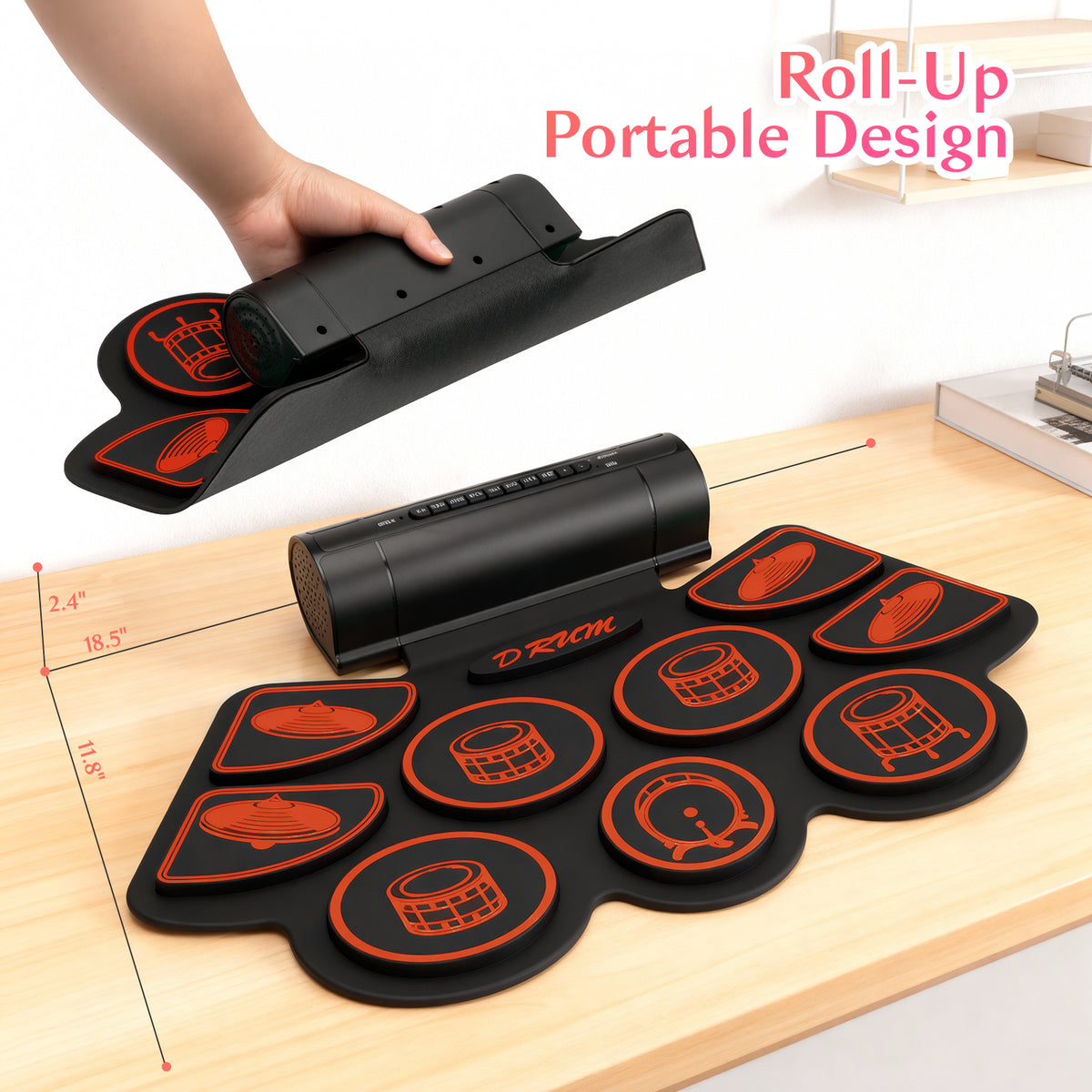 Redsmile Electronic Drum Set Kit with 9 Pads and Dual Speakers for Kids and Adults,Portable Practice Kit for Beginners