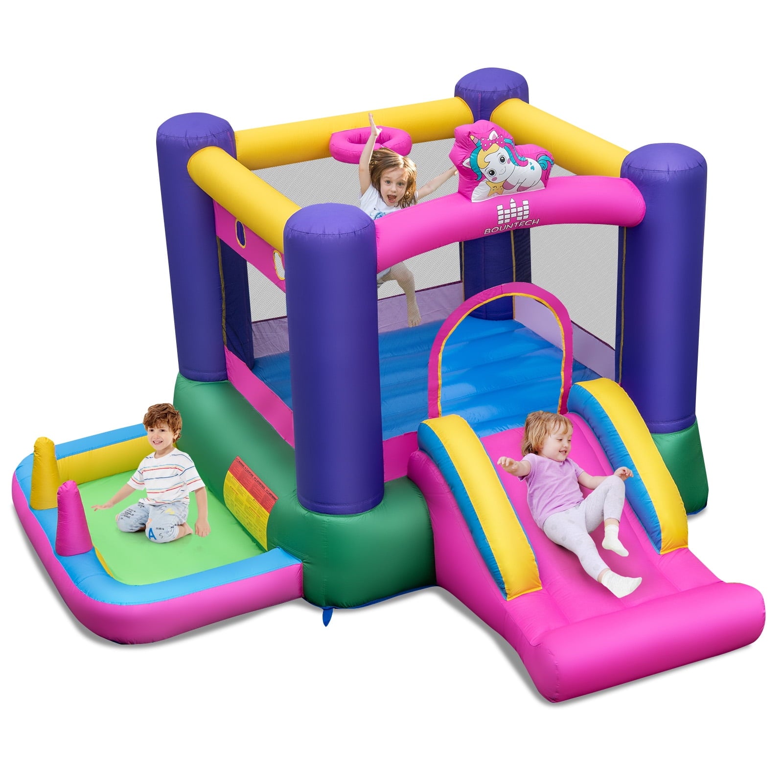 Redsmile 6-in-1 Bouncy Castle Inflatable Bounce House with Slide and Ball Pit with 480W Blower - Multicolor