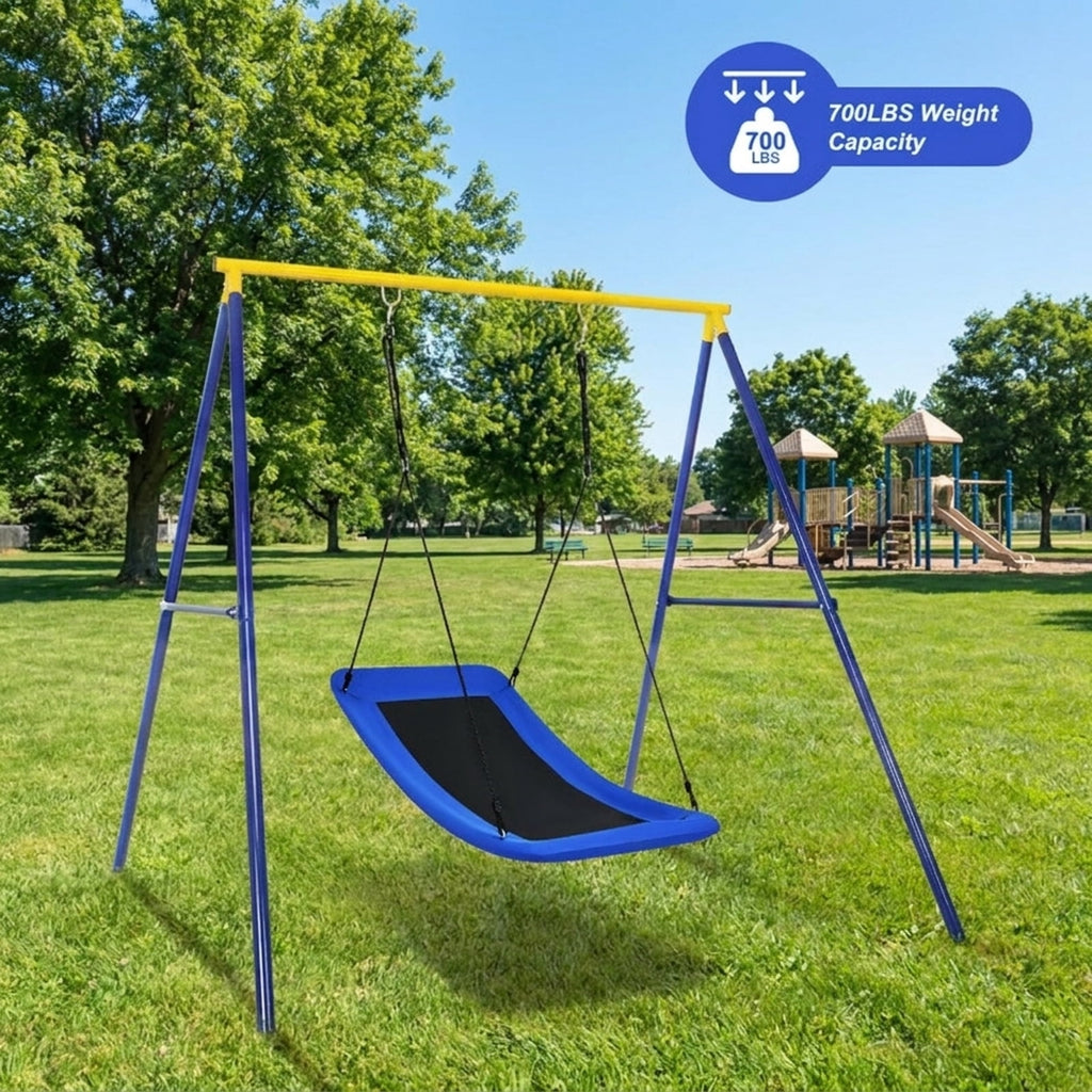 Redsmile Platform Tree Swing for Kids and Adults, 60 Inch Giant Saucer Tree Swing with Adjustable Ropes, 700 lb Outdoor Backyard Swing, Blue