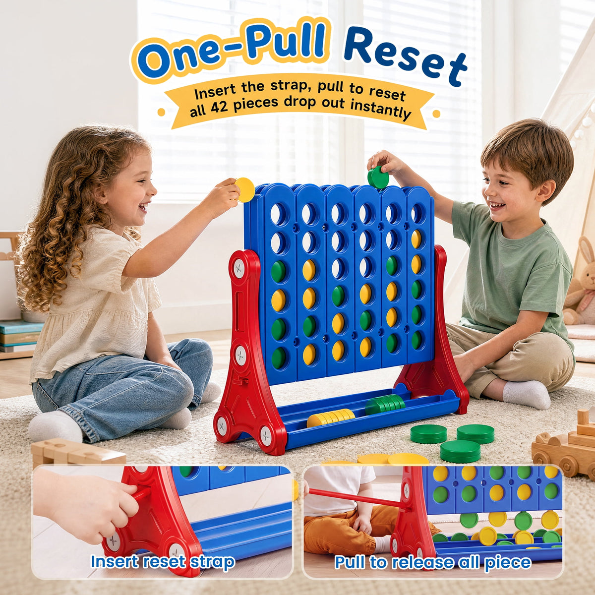 Redsmile 4 in a Row Game, Outdoor Yard Games with 42 Chips and Carry Bag for Kids and Adults,Family Backyard Party Games