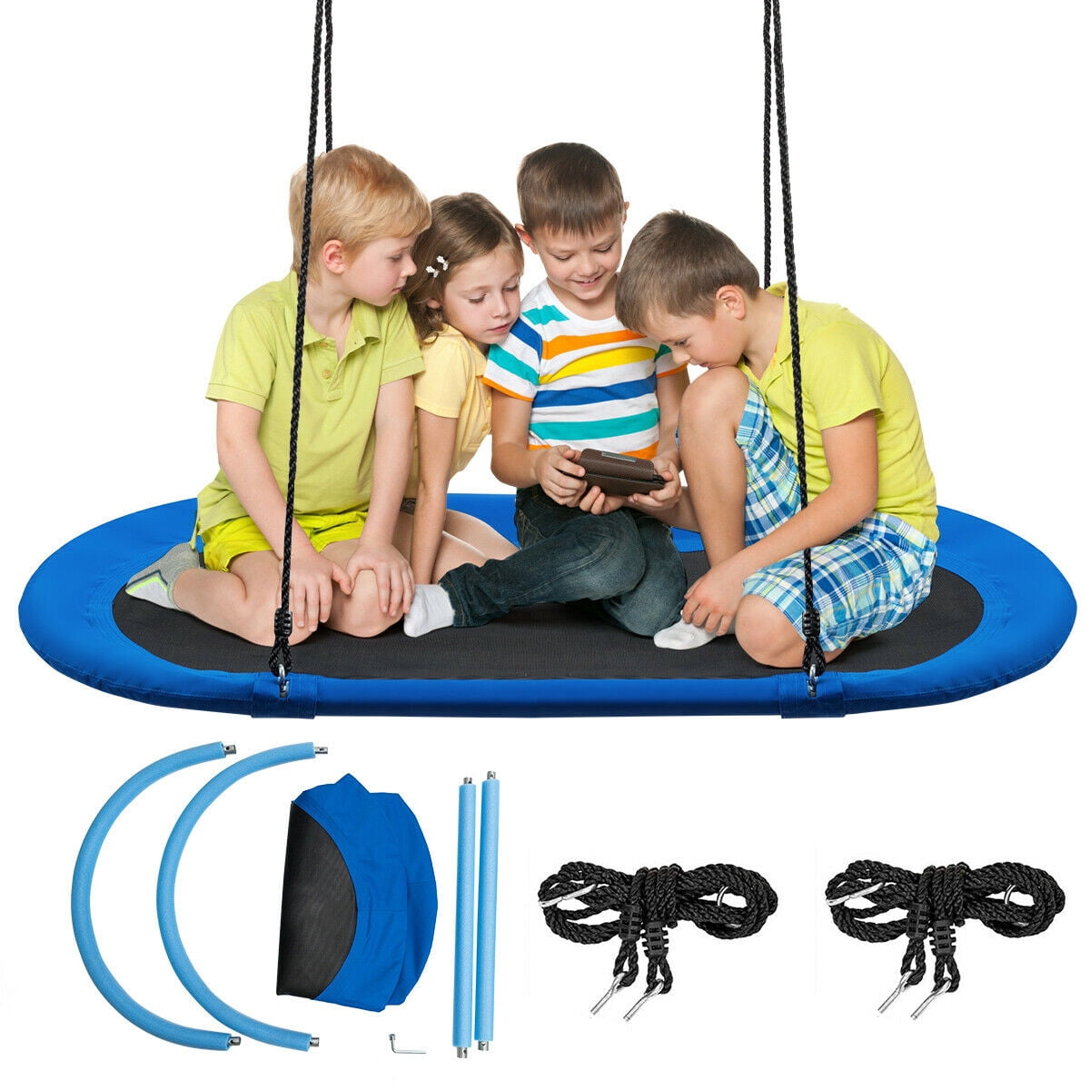Redsmile 60 Inch Saucer Surf Outdoor Adjustable Swing Set-Blue+Black Blue - Outdoor Backyard Tree Swing for Kids and Adults